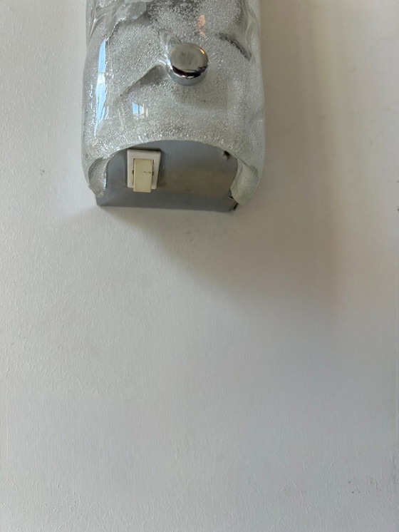 Image 1 of Paire d'appliques vintage en verre murano et métal chromé, Italie, 1960