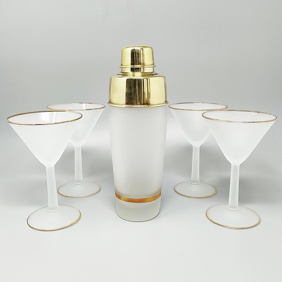 Image 1 of 1960S Stunning Cocktail Shaker Set mit vier Gläsern. Hergestellt in Italien