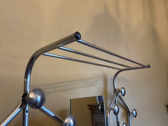 Image 1 of Wall coat rack Coat rack with mirror Vintage 1950s French