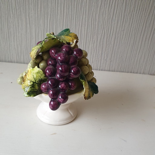 Ceramic Fruit Basket With Grapes