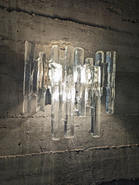 Image 1 of 2X Ice Crystal Sconces By Kalmar 1970S