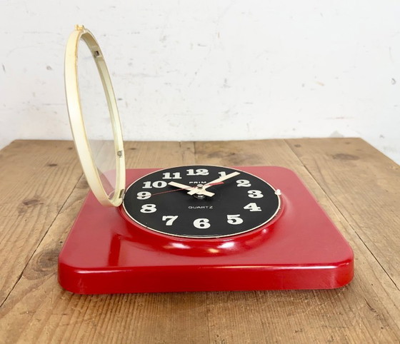 Image 1 of Vintage Red Plastic Wall Clock from Prim, 1970s