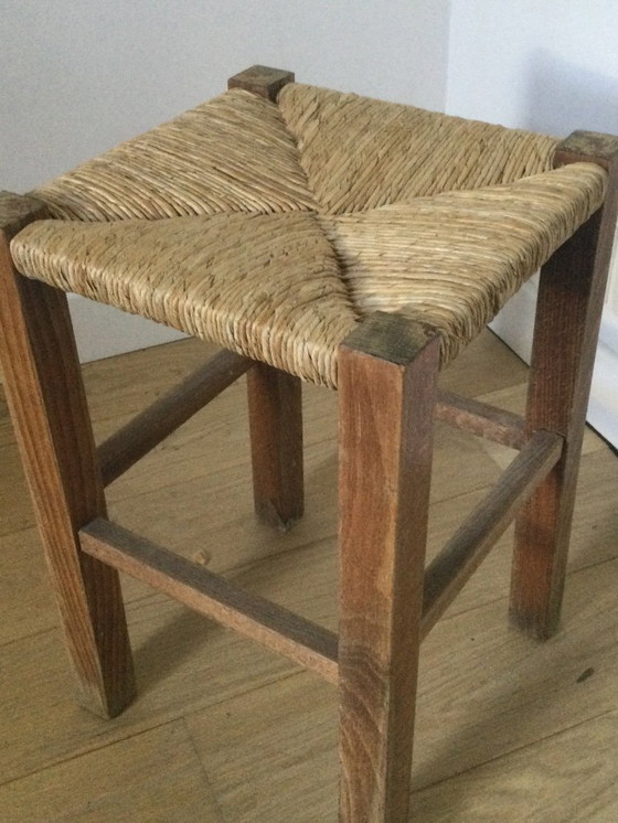 Image 1 of Brutalist stool with a woven seat