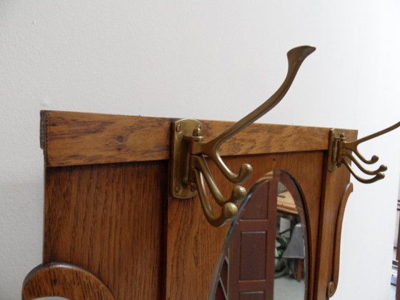 Image 1 of Art Deco staande kapstok met spiegel