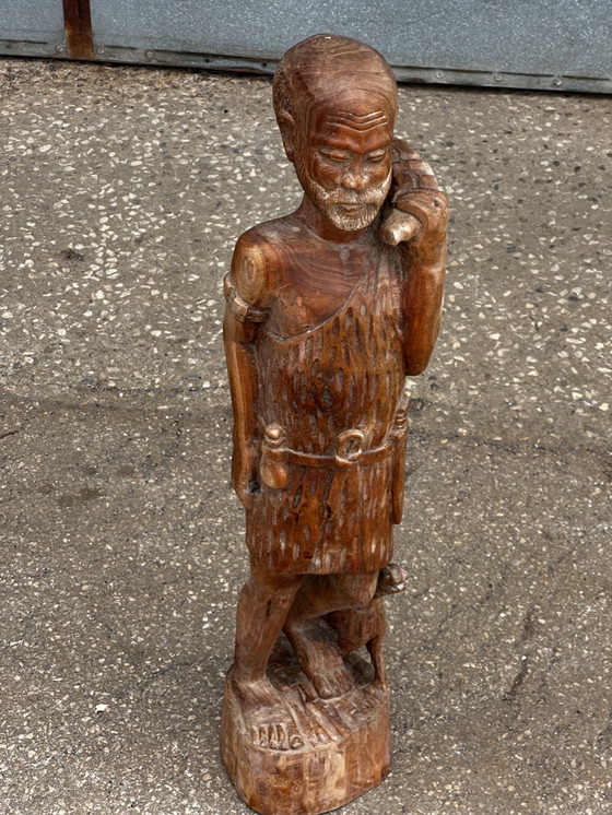 Image 1 of Art Africain - Sculpture bois année H 80 cm - 1920-1930 - Homme chasseur