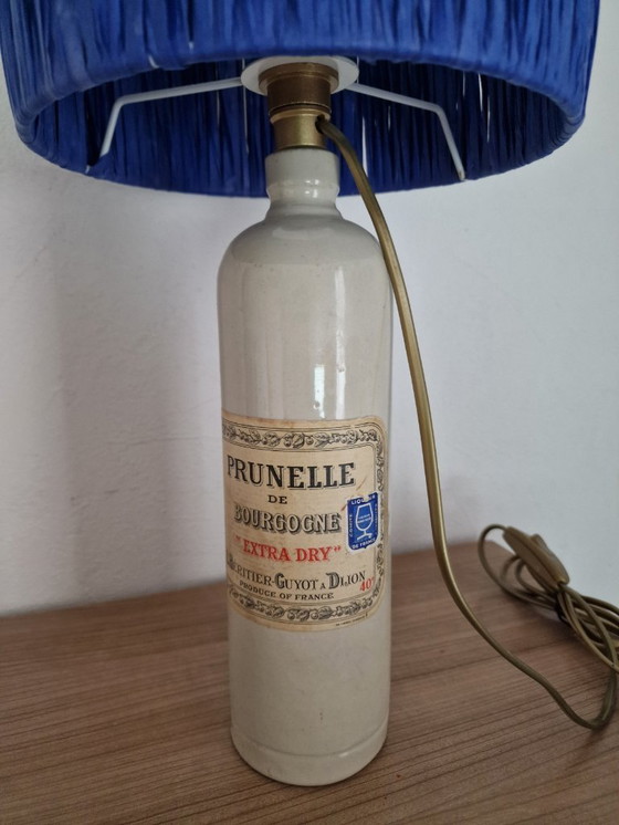 Image 1 of Stoneware lamp with blue raffia lampshade