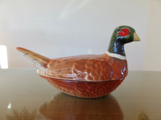 Image 1 of Pheasant terrine in slipware by Michel Caugant, 1950s-60s