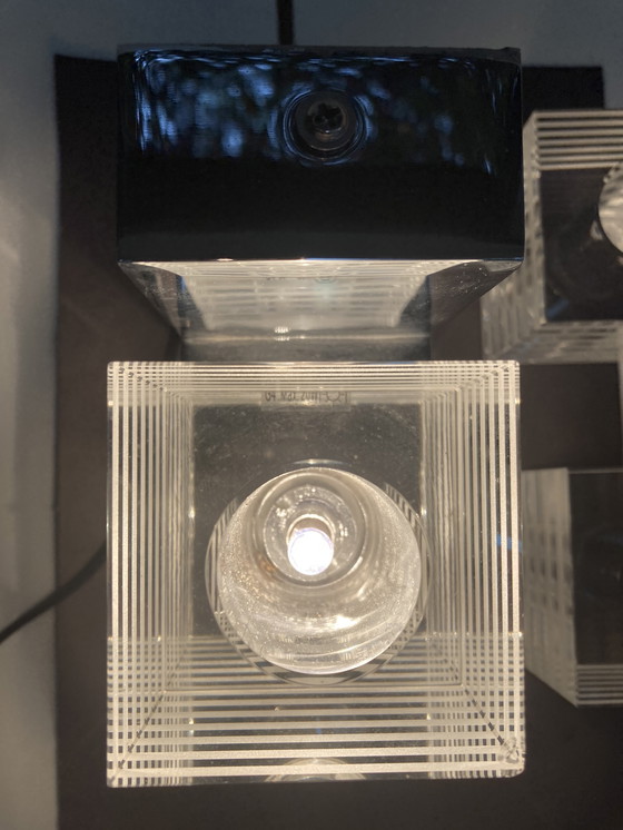 Image 1 of Lámpara de pared halógena moderna en cristal y metal cromado.