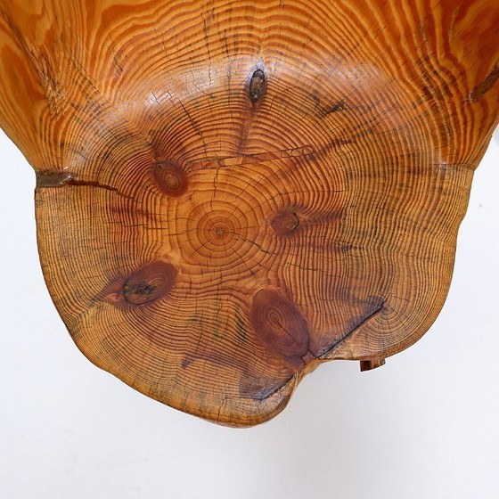 Image 1 of Sculpturale stoel in brutalistische stijl, gemaakt van massief eikenhout, geïnspireerd op wabi-sabi.
