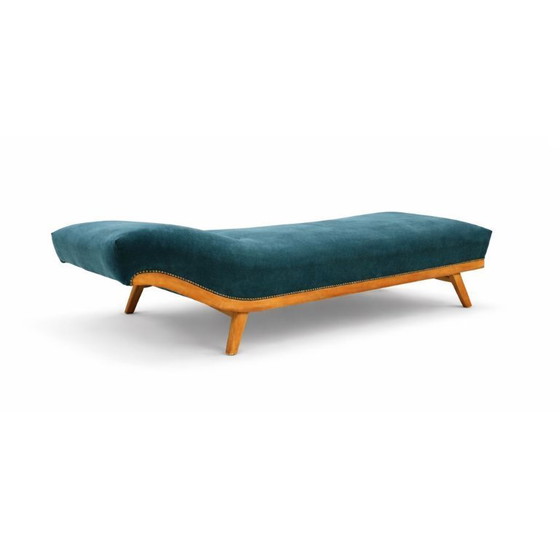 Image 1 of Divano letto/chaise longue vintage con rivestimento nuovo e splendide finiture in legno.