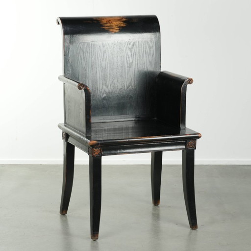 Schwarzer Holzstuhl/Beistellstuhl im chinesischen Stil mit wunderschönen Details und luxuriöser Optik – fauteuils, Wood