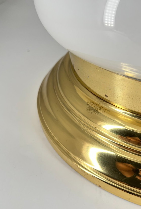 Vintage Art Deco/Bauhaus ceiling lamp – opal glass – 2x E27 – Mid Century – Ceiling lights, Metal (photo 10 of 13)