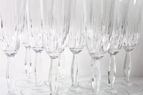 Set van 10 vintage kristallen champagneglazen, transparant Italiaans glaswerk / jaren 80 – Glazen & Karaffen (photo 6 of 12)