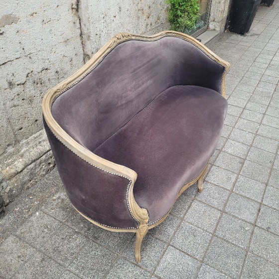 Image 1 of Sofa / bank Corbeille, Lodewijk XV / Provençaalse stijl, gewassen eikenhout, p. s. 20e eeuw - Frankrijk