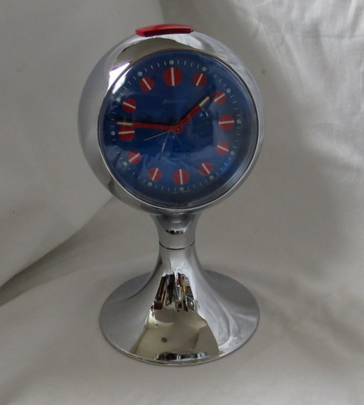 Blessing Wecker Space Age chrom bleu rouge