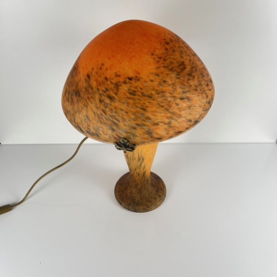 Image 1 of Lampada a forma di fungo in vetro arancione screziato, Massive, Belgio 1970