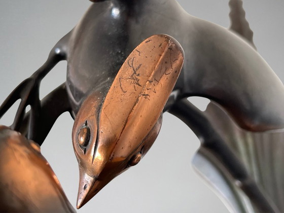 Marcel GUILLEMARD (1886–1932) / Atelier Primavera — Coppia di Cince dal Ciuffo, Importante Scultura Art Déco (photo 7 of 20)