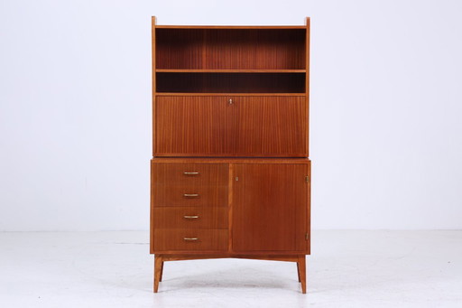 Rare Étagère Vintage Années 60 | Mid Century Armoire à étagères Tiroirs Rétro Bois Rangement #07-69