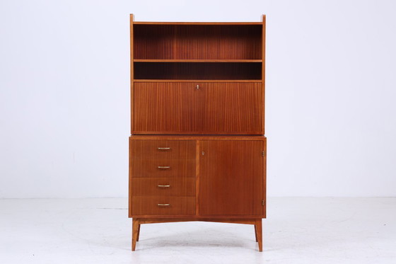 Image 1 of Rare Étagère Vintage Années 60 | Mid Century Armoire à étagères Tiroirs Rétro Bois Rangement #07-69