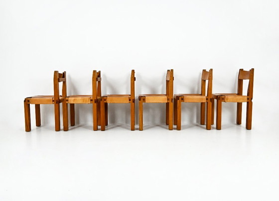 Image 1 of Eetkamerstoelen "S11" van Pierre Chapo, 1966, set van 6