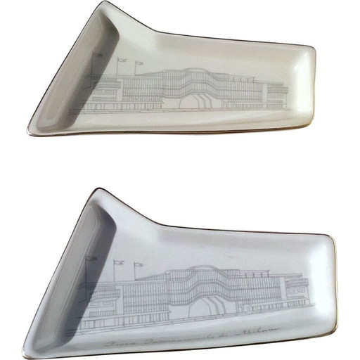 Paar alte Aschenbecher von Gio Ponti für Richard Ginori, 1951