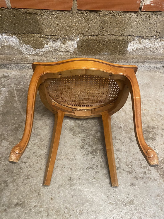 Image 1 of Chaise Régence Ancienne Style LOUIS XV Bois + Cannage Vintage #D397