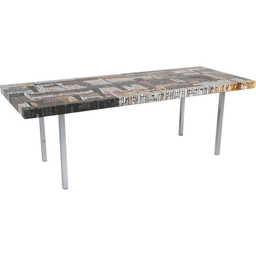 Mesa de centro de mosaico vintage, 1970