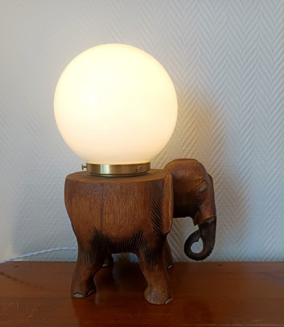Image 1 of Elephant and opaline lamp