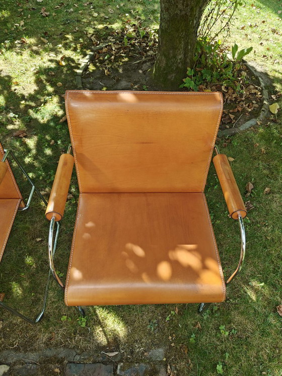 Image 1 of Set di 6 sedie di design originali Arrben Italia - Pelle e cromo