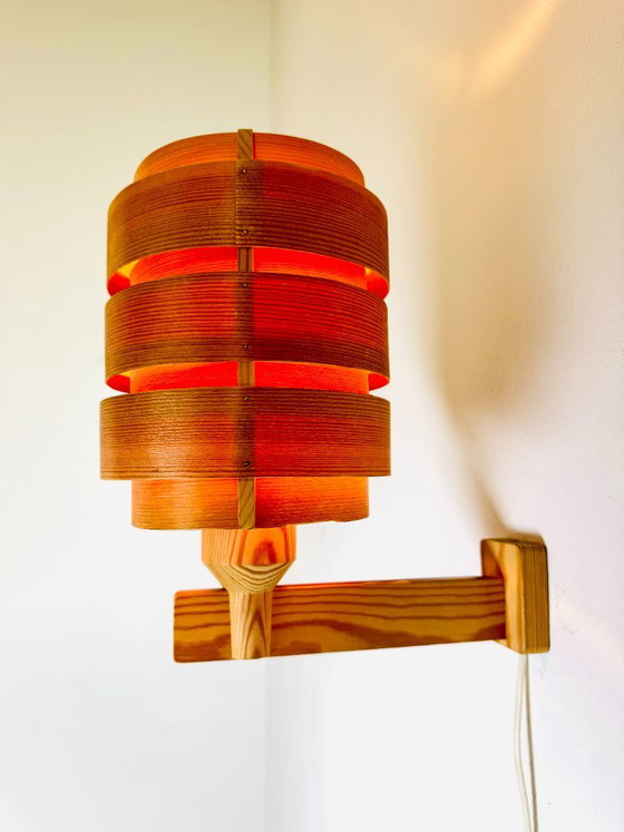 Gemonteerde grenen fineer wandlamp van Hans-Agne Jakobsson voor Markaryd, Zweden, jaren 60 – Wandlampen, Wood (photo 9 of 9)