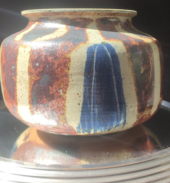 Image 1 of Pyrite stoneware ball vase, signed