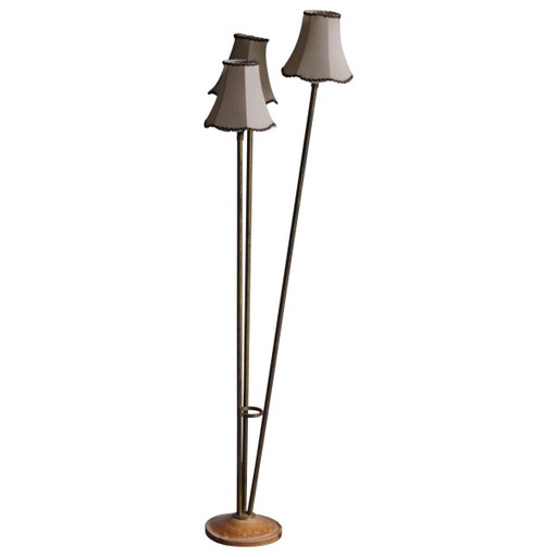 Lampada da Terra Art Déco in Ottone, anni '40