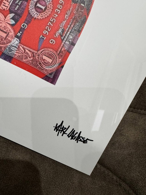 Karl LAGASSE - One Dollar in My Red Canvas - Artist's Silkscreen Print – lithos zeefdrukken, Plexiglass (photo 2 of 13)
