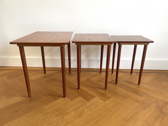 Image 1 of 60s Trio of Elegant Side Tables by Bramin, Denmark