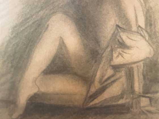 Image 1 of Disegno a carboncino, firmato, ritratto femminile in stile "chiaroscuro"