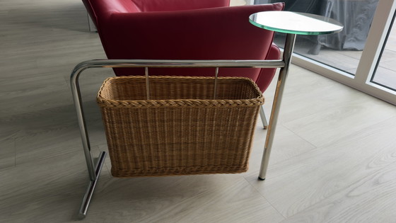Tavolino e portariviste "Potto" disegnati da Andrea Branzi per Zanotta. – Tavolini, Glass, Rattan (photo 3 of 7)