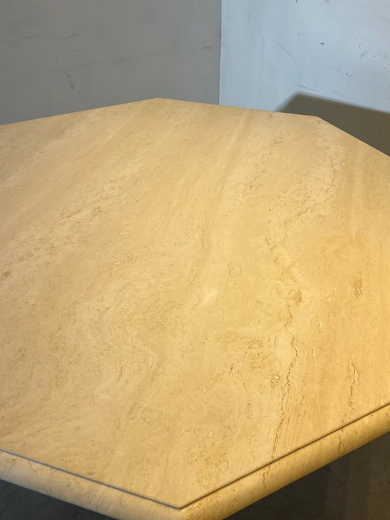 Vintage travertine octagonal dining table (photo 3 of 4)
