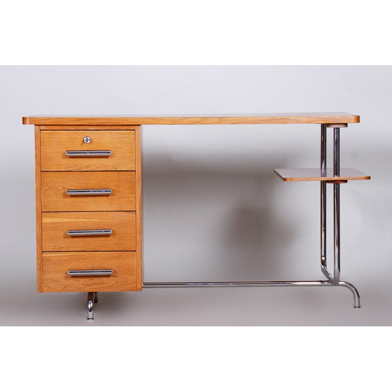 Image 1 of Vintage Bauhaus oakwood writing desk by Jindrich Halabala for Up Zavody, Czechia 1930s