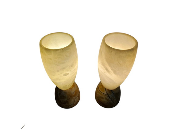 Image 1 of A. Pegasan - Tischlampen (2) - Alabaster - Spanien - 80er Jahre