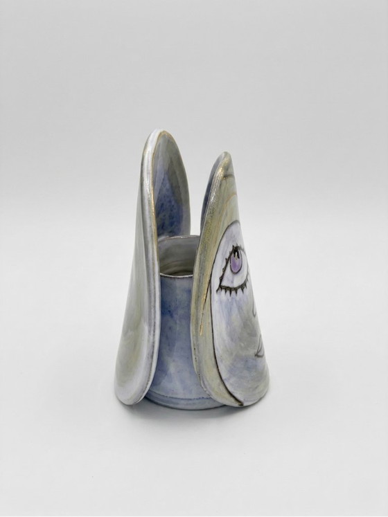 Image 1 of Face sculpture vase signed Michel Argans – artistic ceramic – contemporary style – 17cm