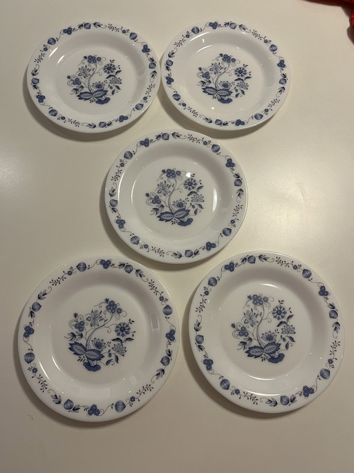 5 Retro-Vintage-Teller „Blaue Zwiebel“ (19 cm)