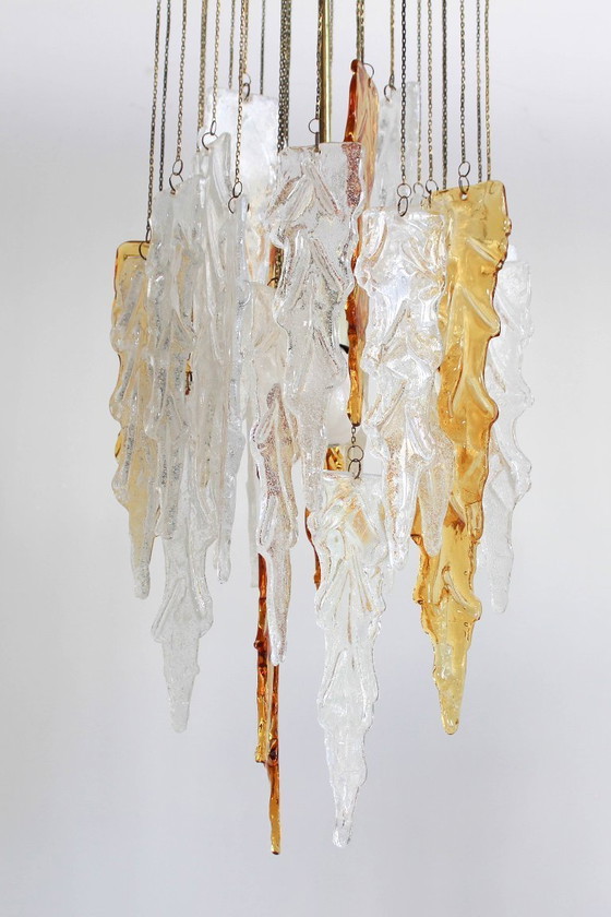 Image 1 of Vintage tweekleurige Murano glazen plafondlamp van Carlo Nason voor Mazzega, jaren 70