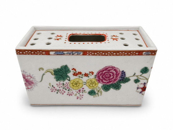 Image 1 of Rectangular decorated porcelain flowerpot / tulip vase