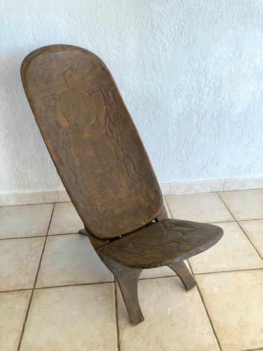 Vecchio sgabello africano assemblato – Legno duro intagliato – Africa occidentale, inizio XX secolo