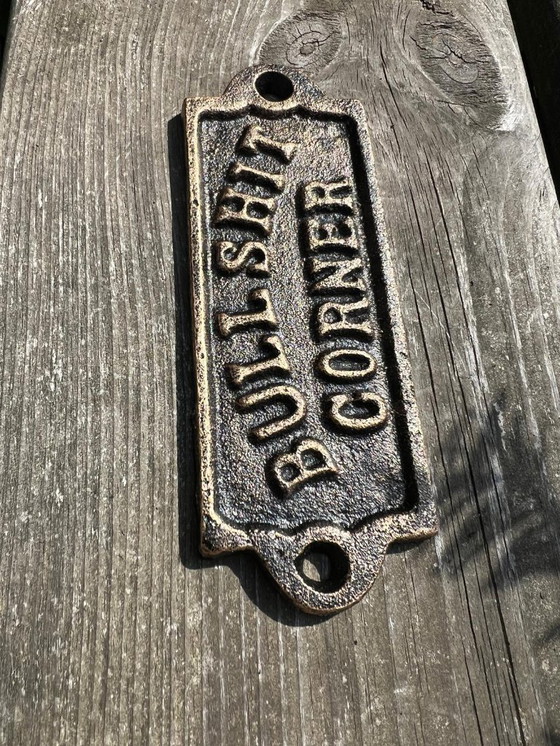 Image 1 of Cast Iron Wall Sign – “Bullshit Corner” - Free Shipping
