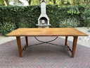 Old Spanish refectory table – solid wood & wrought iron – 218 cm