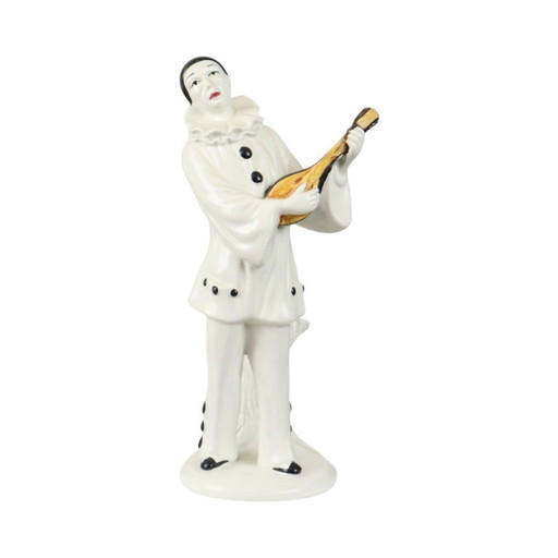 Vintage Pierrot Statue with Lute