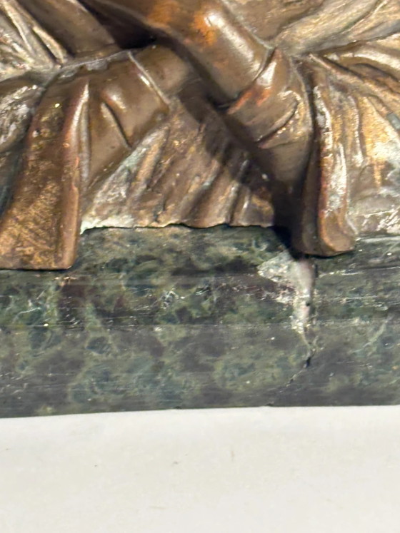 1950s Bronze Madonna Sculpture with Marble Base (photo 4 of 6)