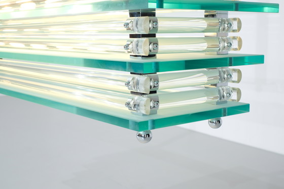 Image 1 of Large Glass Ceiling Hanging Chandelier, Italy 1970s