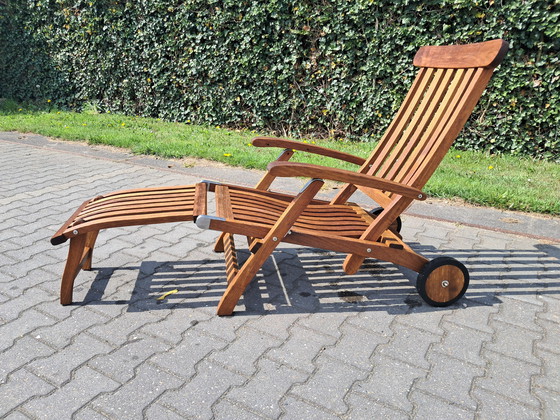 Image 1 of Sedia a sdraio tradizionale Victoria in teak con ruote, pieghevole